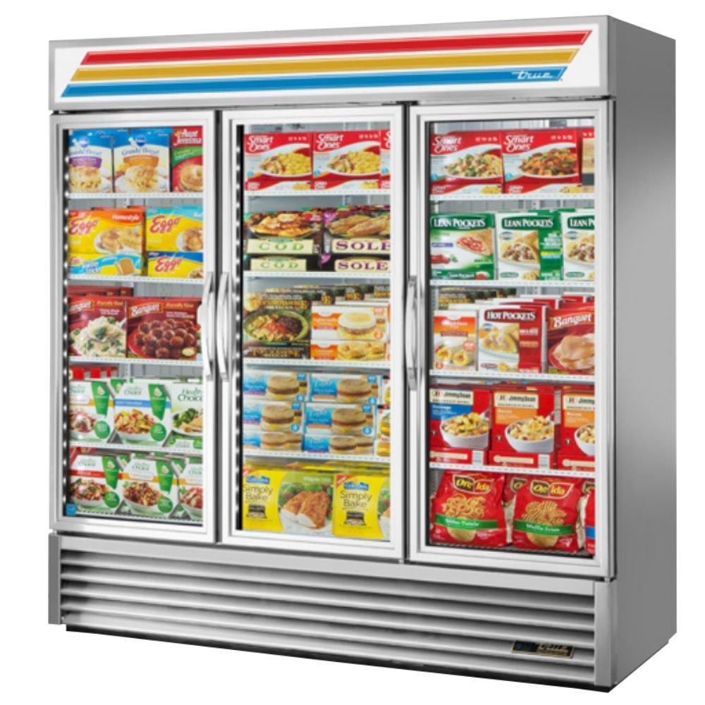 True GDM-72F-HC~TSL01 Congelador Exhibidor Vertical 3 Puertas Cristal 12 Parrillas -  - True - King Star
