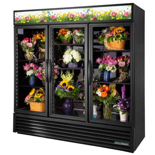 True GDM-72FC-HC~TSL01 Refrigerador Exhibidor Vertical Floral 3 Puertas Cristal 6 Parrillas -  - True - King Star